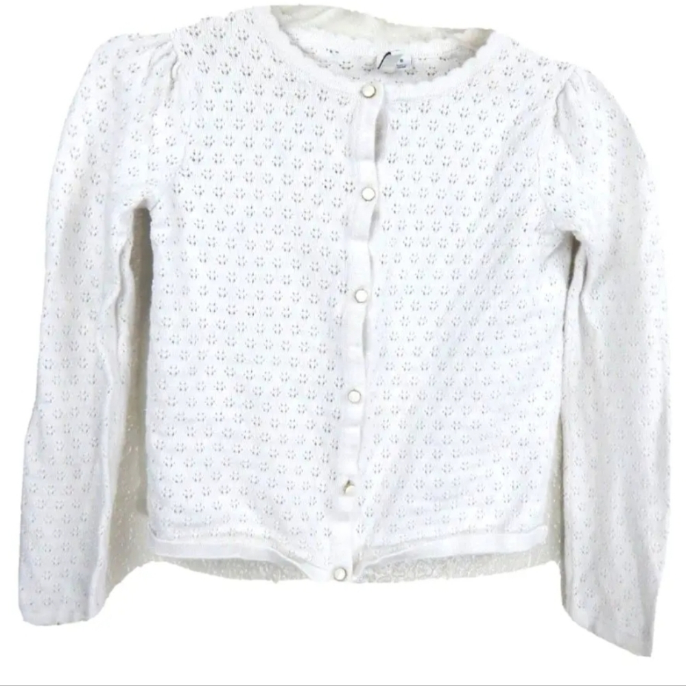 Janie and Jack White Eyelet Button-Front Cardigan